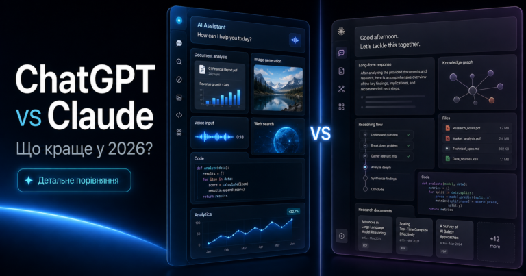 ChatGPT vs Claude: що краще у 2026 році — детальне порівняння